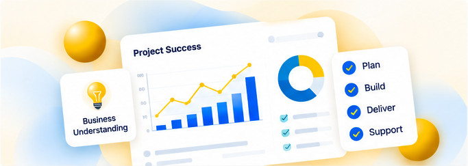 Sansup Infotech project delivery dashboard illustration
